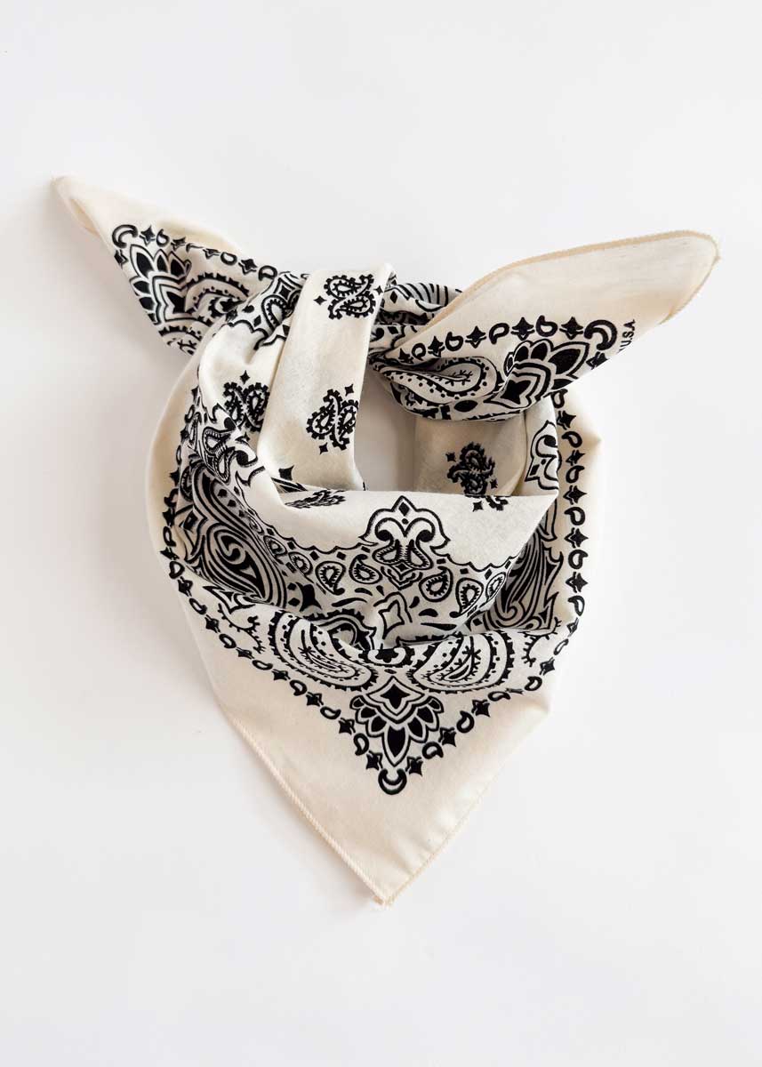 Embroidered Bandana - Natural Paisley