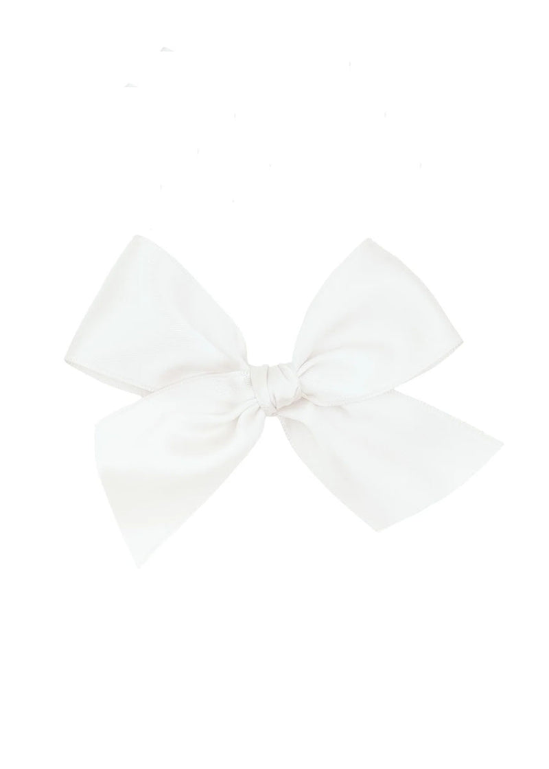 Large Satin Bow Clip - White