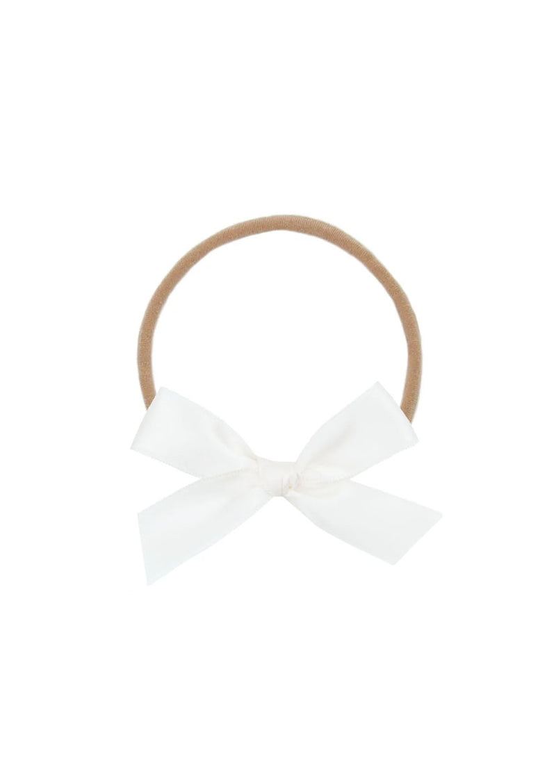 Small Satin Bow Headband - White