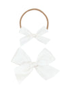 Large Satin Bow Headband - White