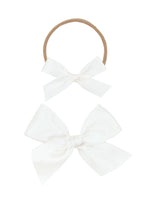 Large Satin Bow Headband - White