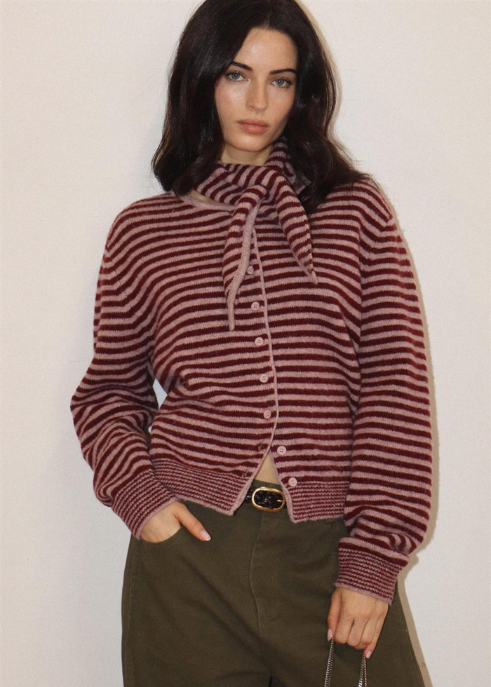 Winnie Striped Sweater - Wine