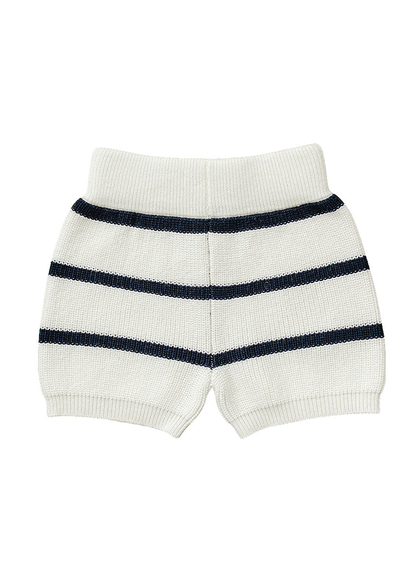 Navy Stripe Knit Shorts