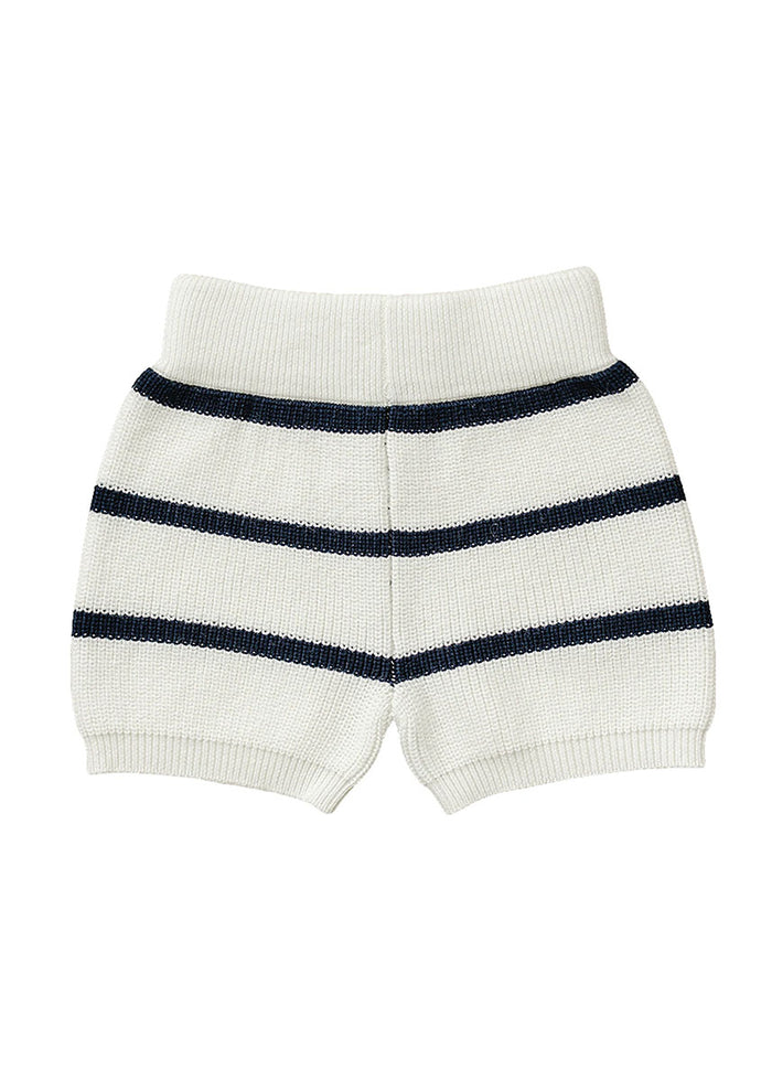 Navy Stripe Knit Shorts