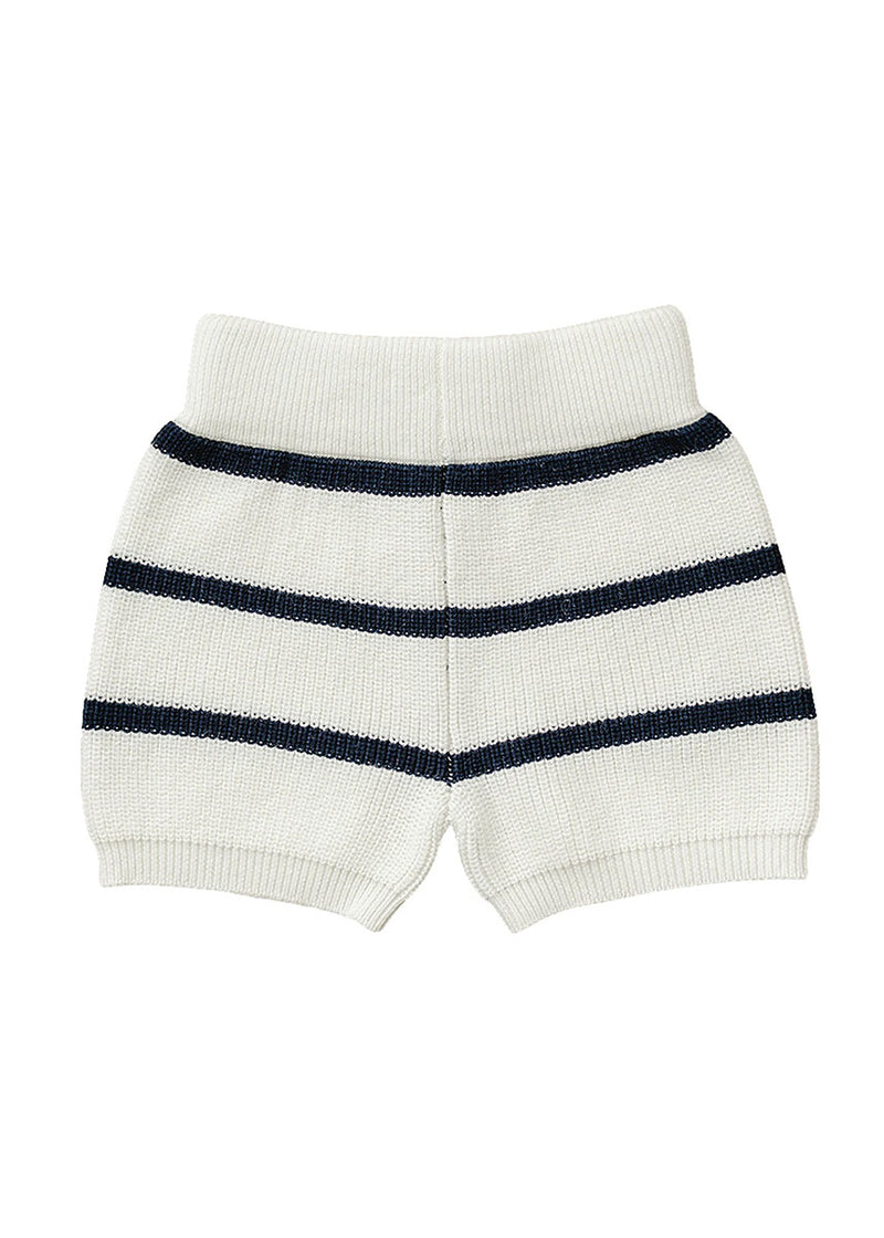 Navy Stripe Knit Shorts