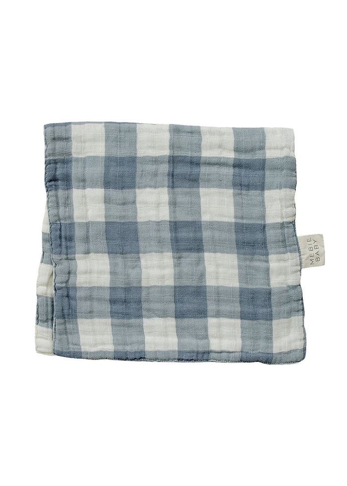 Dusty Blue Gingham Muslin Burp Cloth