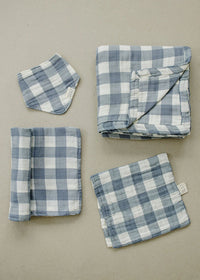 Dusty Blue Gingham Muslin Burp Cloth