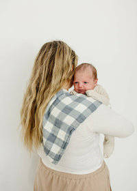 Dusty Blue Gingham Muslin Burp Cloth