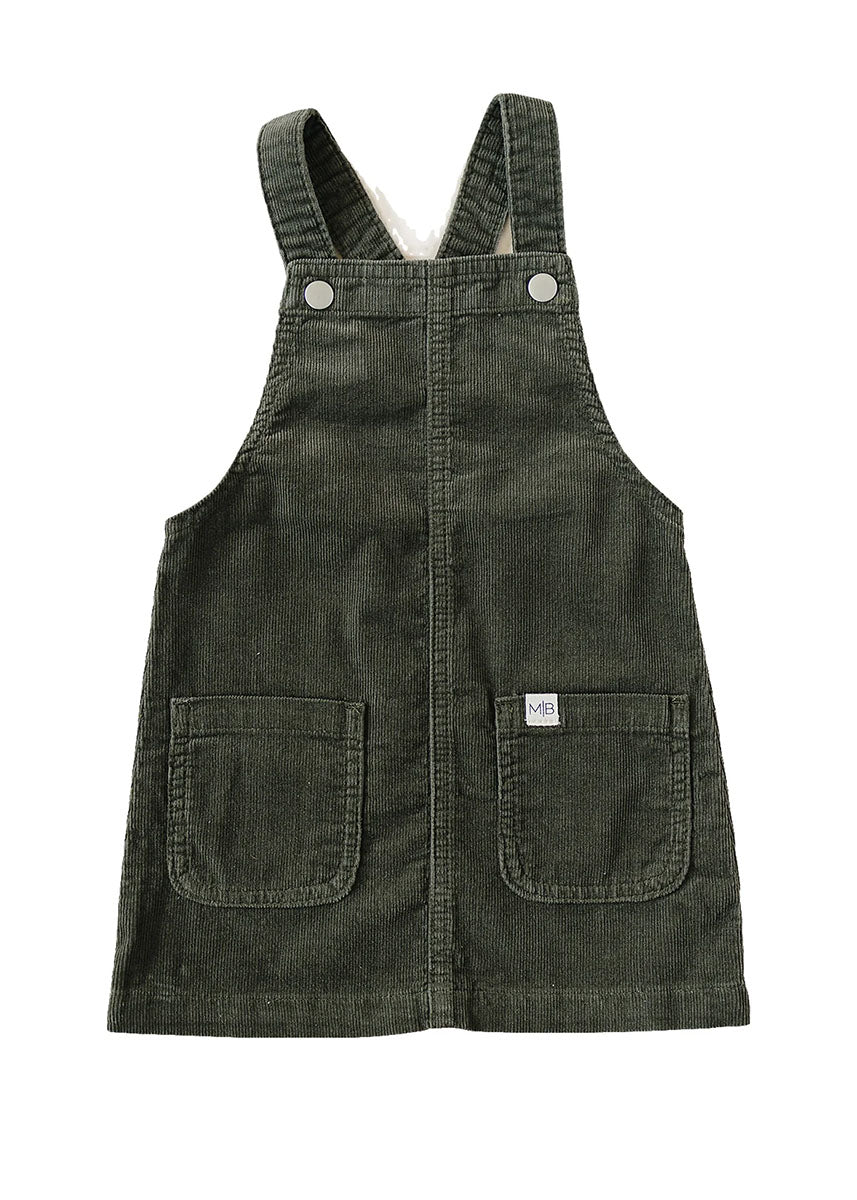 Green Corduroy Overall Dress