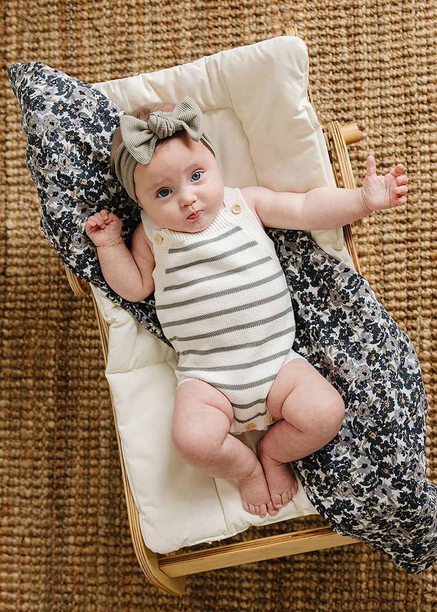 Sage Stripe Knit Bubble Romper