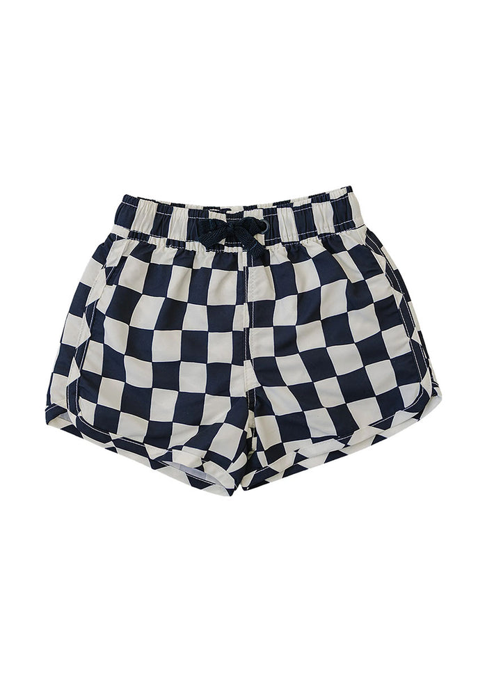 Wavy Checkered Swim Shorts
