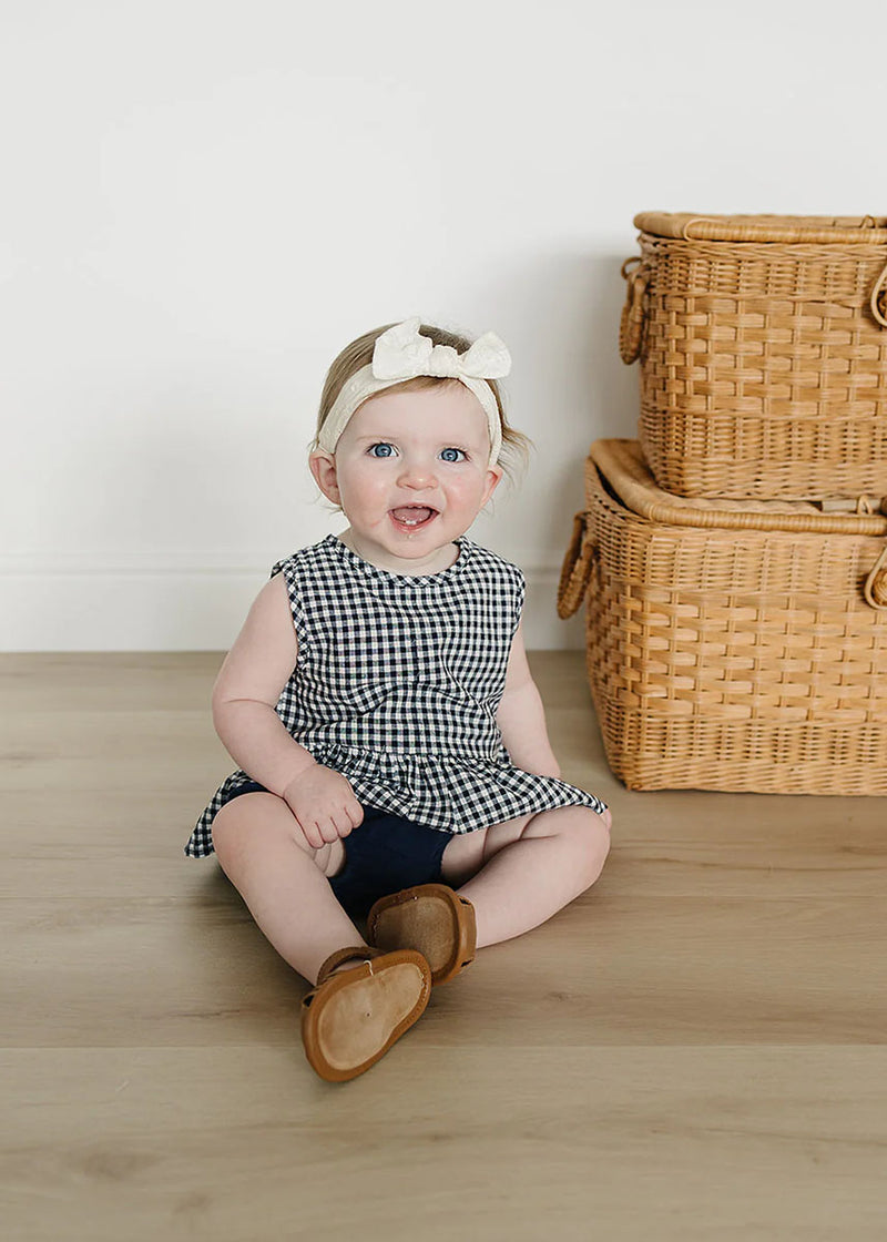 Navy Gingham Peplum Set