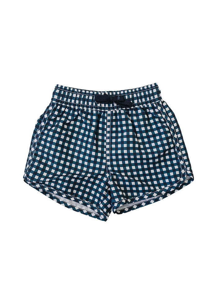 Navy Gingham Swim Shorts
