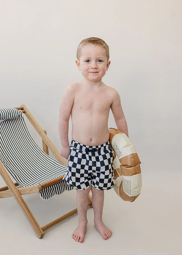 Wavy Checkered Swim Shorts