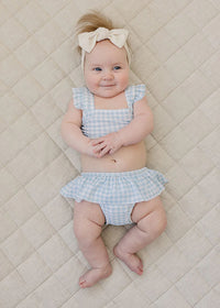 Light Blue Gingham Ruffle Bikini Set