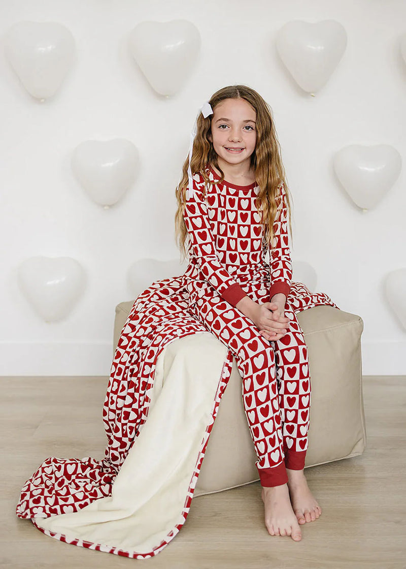 Cozy Ribbed Two-Piece Set - Checkered Hearts