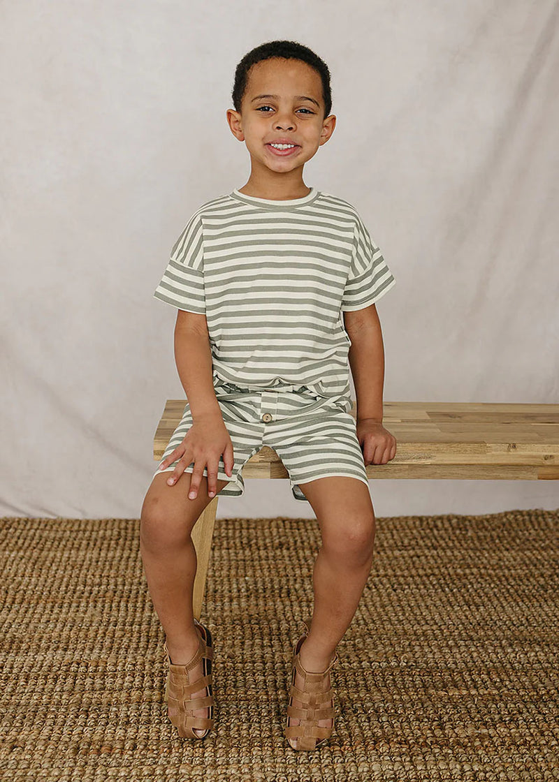 Sage Stripe Button Short Set