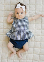 Navy Gingham Peplum Set