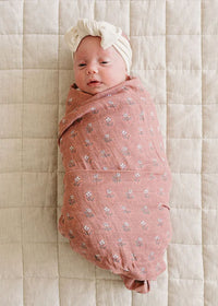 Vintage Pink Floral Muslin Swaddle Blanket