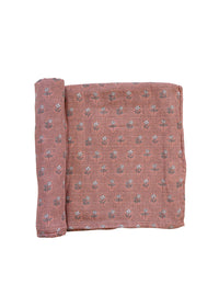 Vintage Pink Floral Muslin Swaddle Blanket