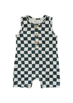 Charcoal Wavy Checkered Short Romper