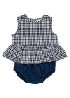 Navy Gingham Peplum Set