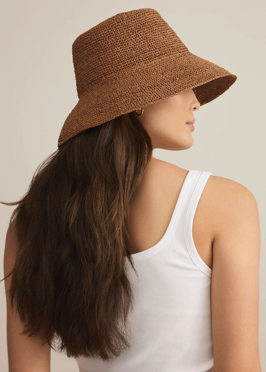 Mira Straw Bucket Hat - Tobacco