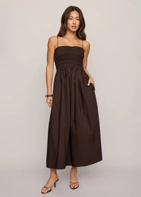 Cornelia Poplin Midi Dress - Chocolate Cherry