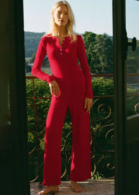 Luxe Pointelle Pant - Festive Red