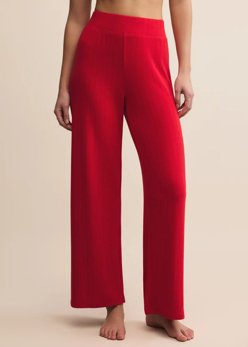 Luxe Pointelle Pant - Festive Red