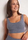 Zoe Rib Tank Bra - Dusty Navy