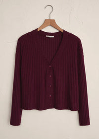 Mara Rib Cardigan - Merlot