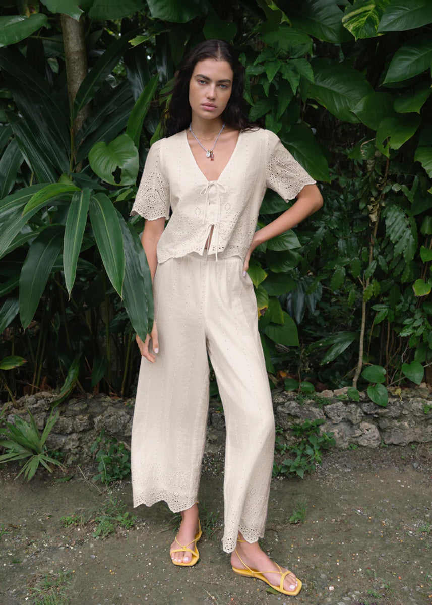 Sea Esta Embroidered Pant - White
