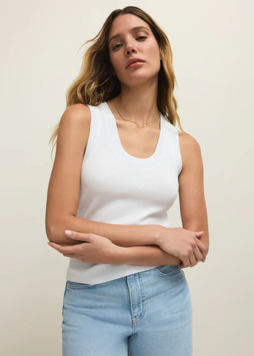 Sirena Colorblocked Rib Tank - White