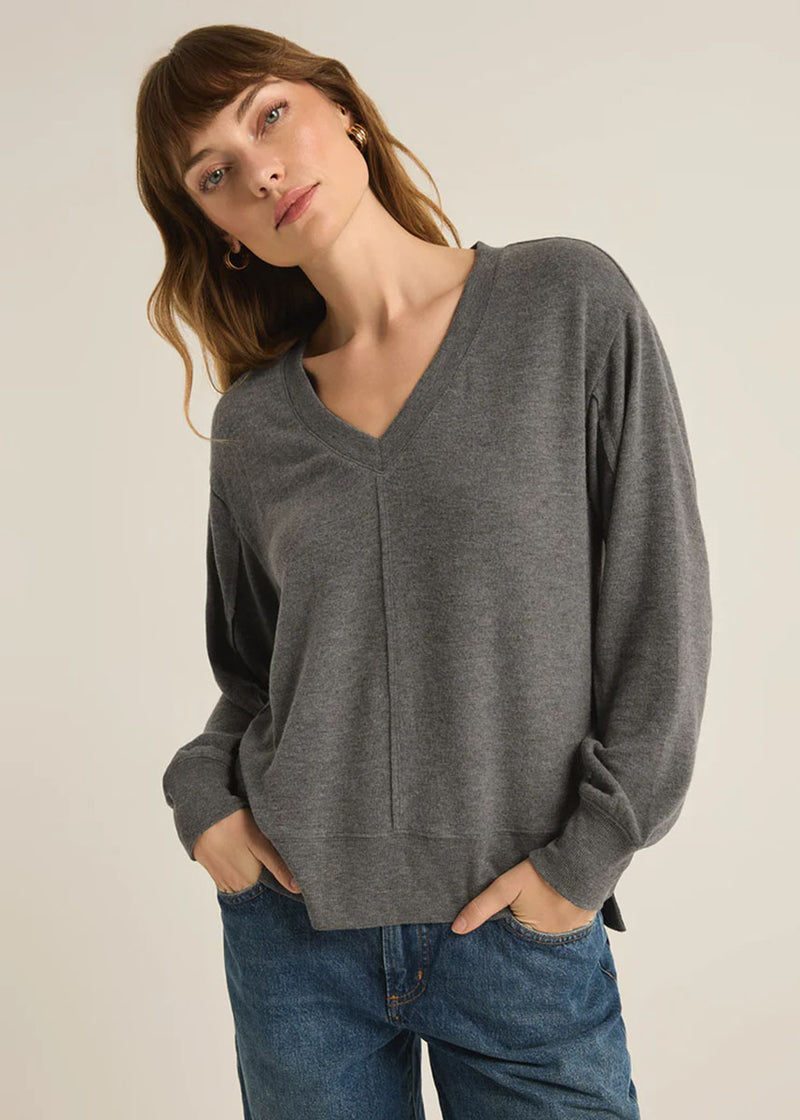 Wilder Cloud Long Sleeve Top - Charcoal Heather