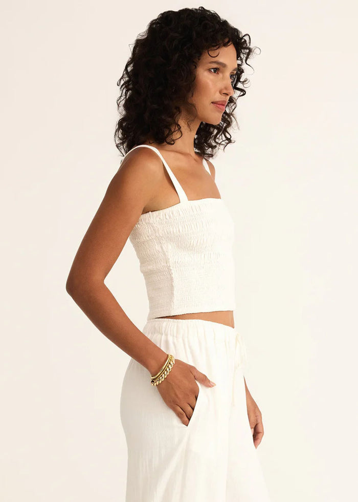 Amelie Linen Top - White