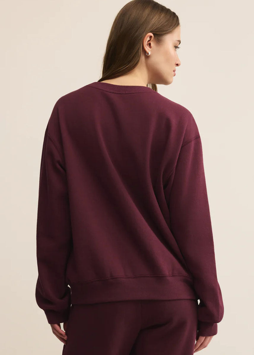 Boyfriend Cotton Sweatshirt - Merlot