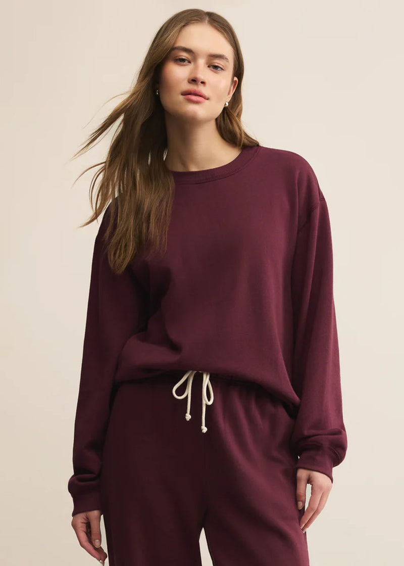 Boyfriend Cotton Sweatshirt - Merlot