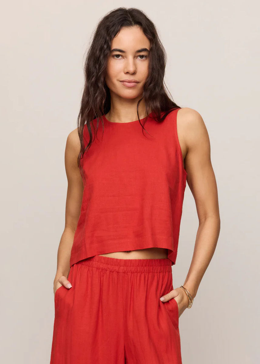 Sloane Linen Top - Chili Pepper