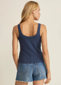 Niko Scallop Rib Tank Top - Twilight Blue