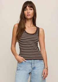 Rowe Striped Scoop Tank - Dark Chocolate
