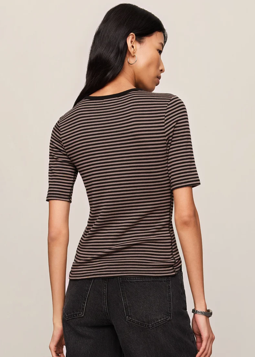 Freida Striped Tee - Wild Mushroom