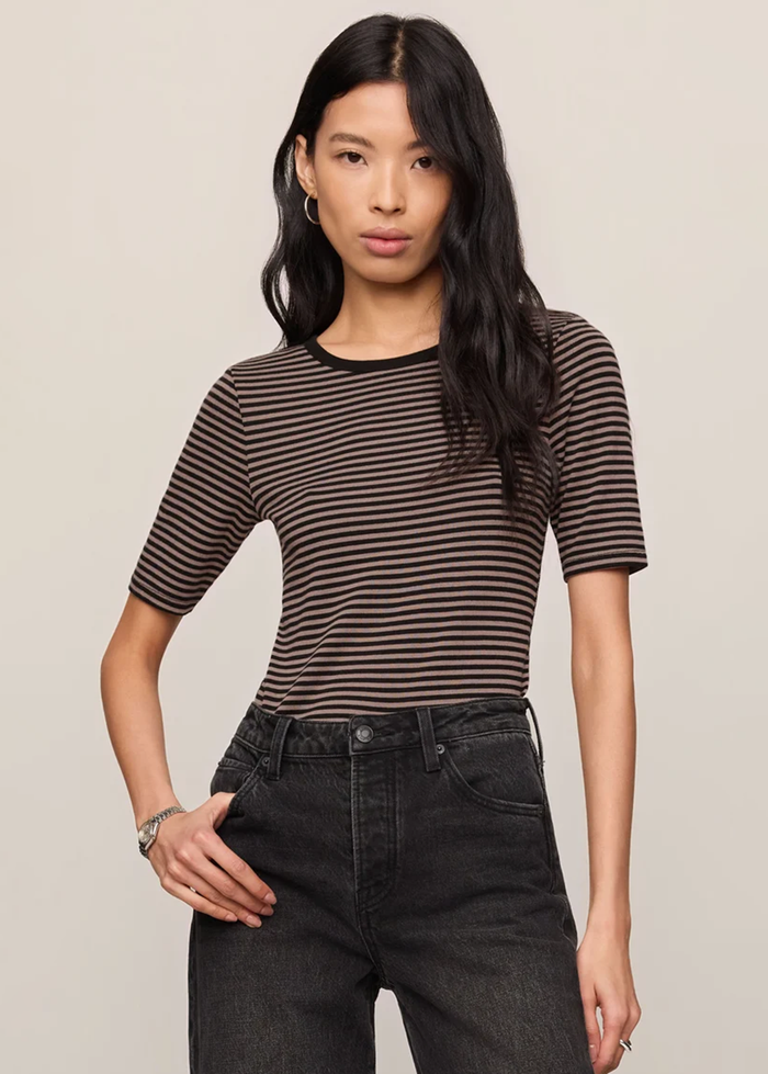 Freida Striped Tee - Wild Mushroom