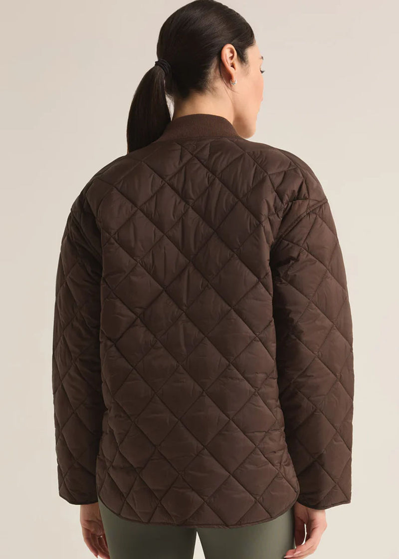 Sunrise Quilted Bomber Jacket - Coffee Bean