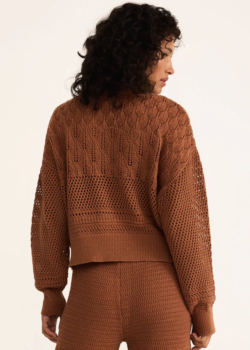 Rue Crochet Sweater - Teakwood