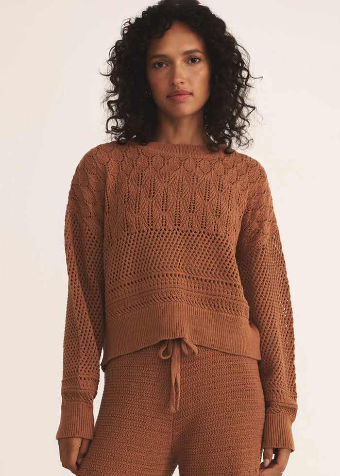 Rue Crochet Sweater - Teakwood
