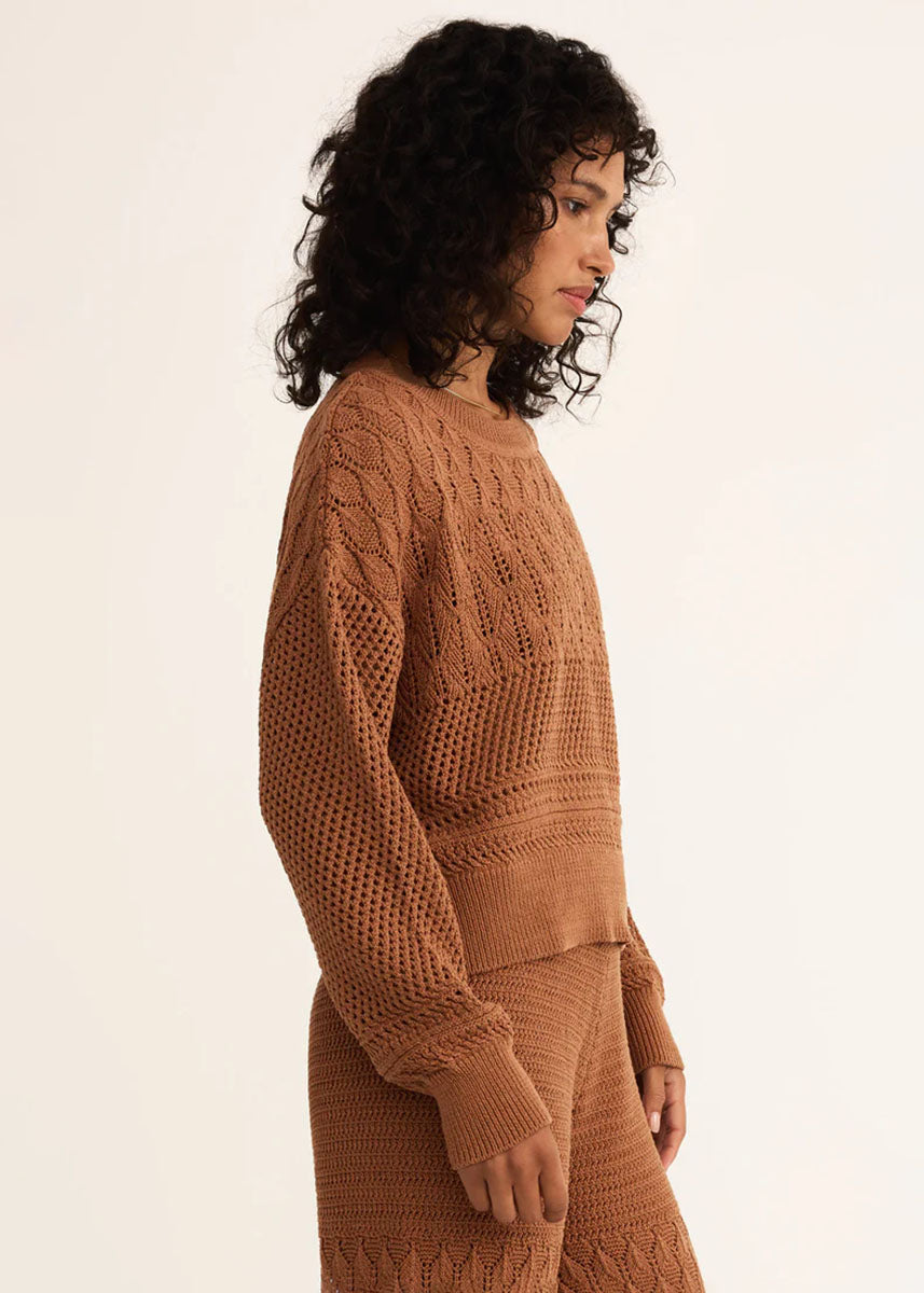 Rue Crochet Sweater - Teakwood