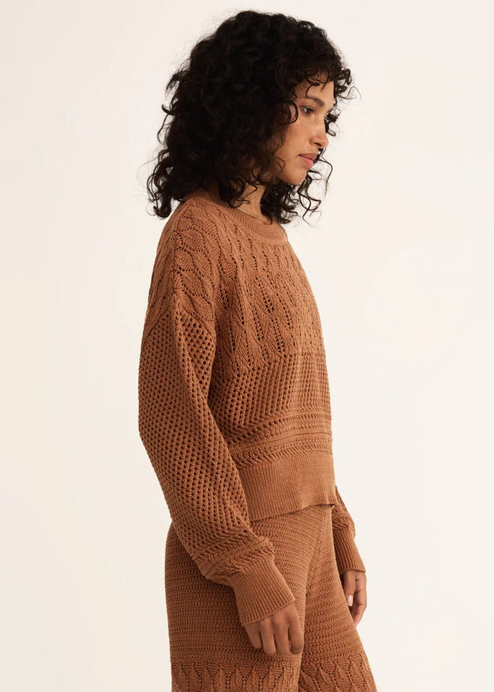 Rue Crochet Sweater - Teakwood