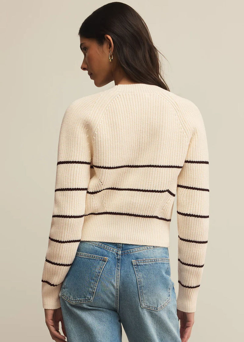 Stefi Stripe Cardigan - Sea Salt