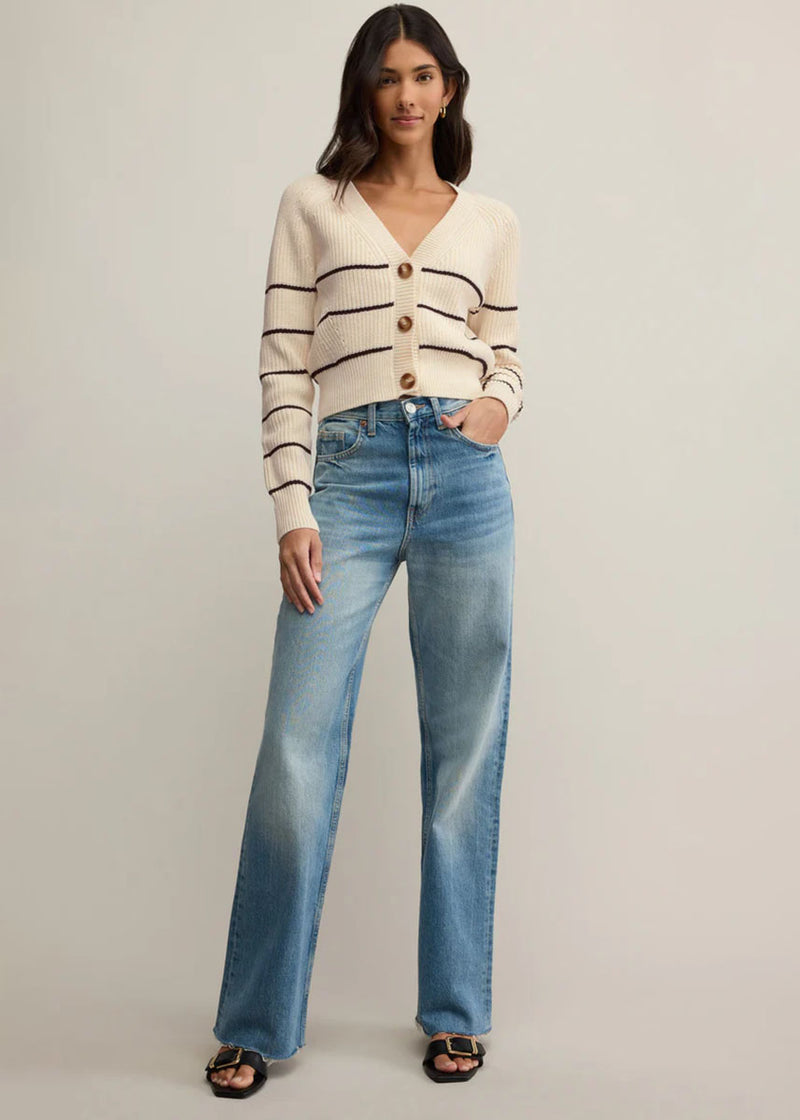Stefi Stripe Cardigan - Sea Salt